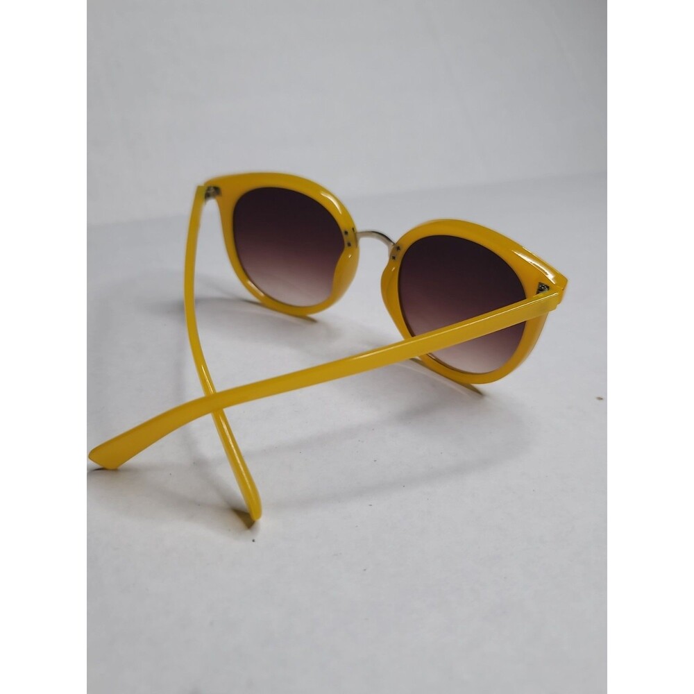 Sun Shades Round Yellow Women's Sunglasses Brown Tinted Lenses